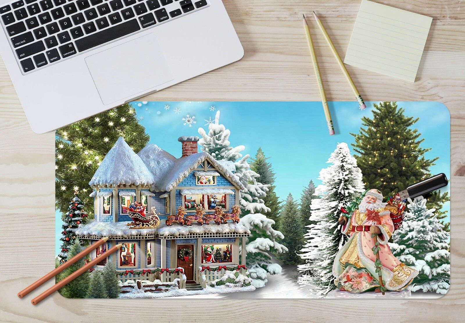 3D Fairy Tale Hut Santa European Style 8 Non-slip Office Desk Mouse Mat Game