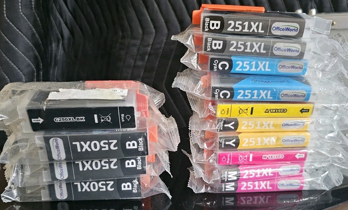 OfficeWorld 250XL 251XL Ink Cartridge Set Cyan , Magenta, Yellow, Black. x14