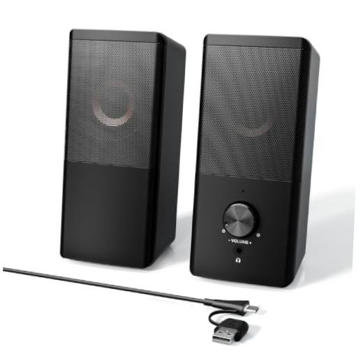 Wired Computer Speakers for Desktop PC, USB-A/USB-C Powered 2.0 Stereo Desktop