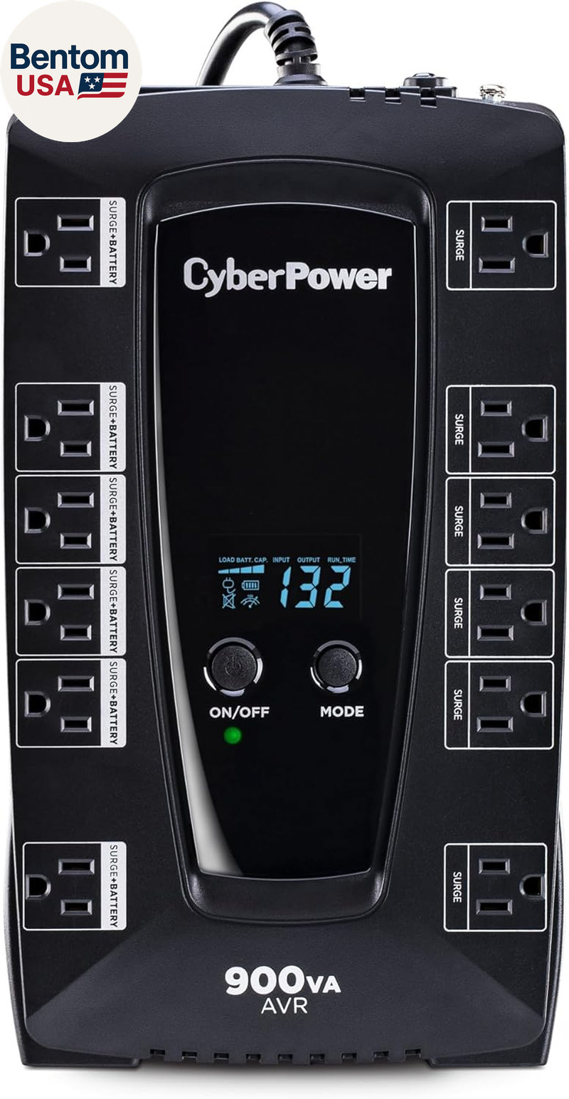 Cyberpower AVRG900LCD Intelligent LCD UPS System, 900VA/480W, 12 Outlets, AVR, C