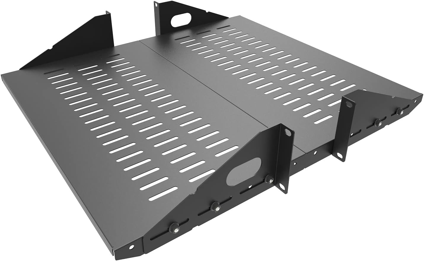 2U Cantilever Server Shelf Rack Mount-19 Inch 2 Piece Set Center Weighted for...