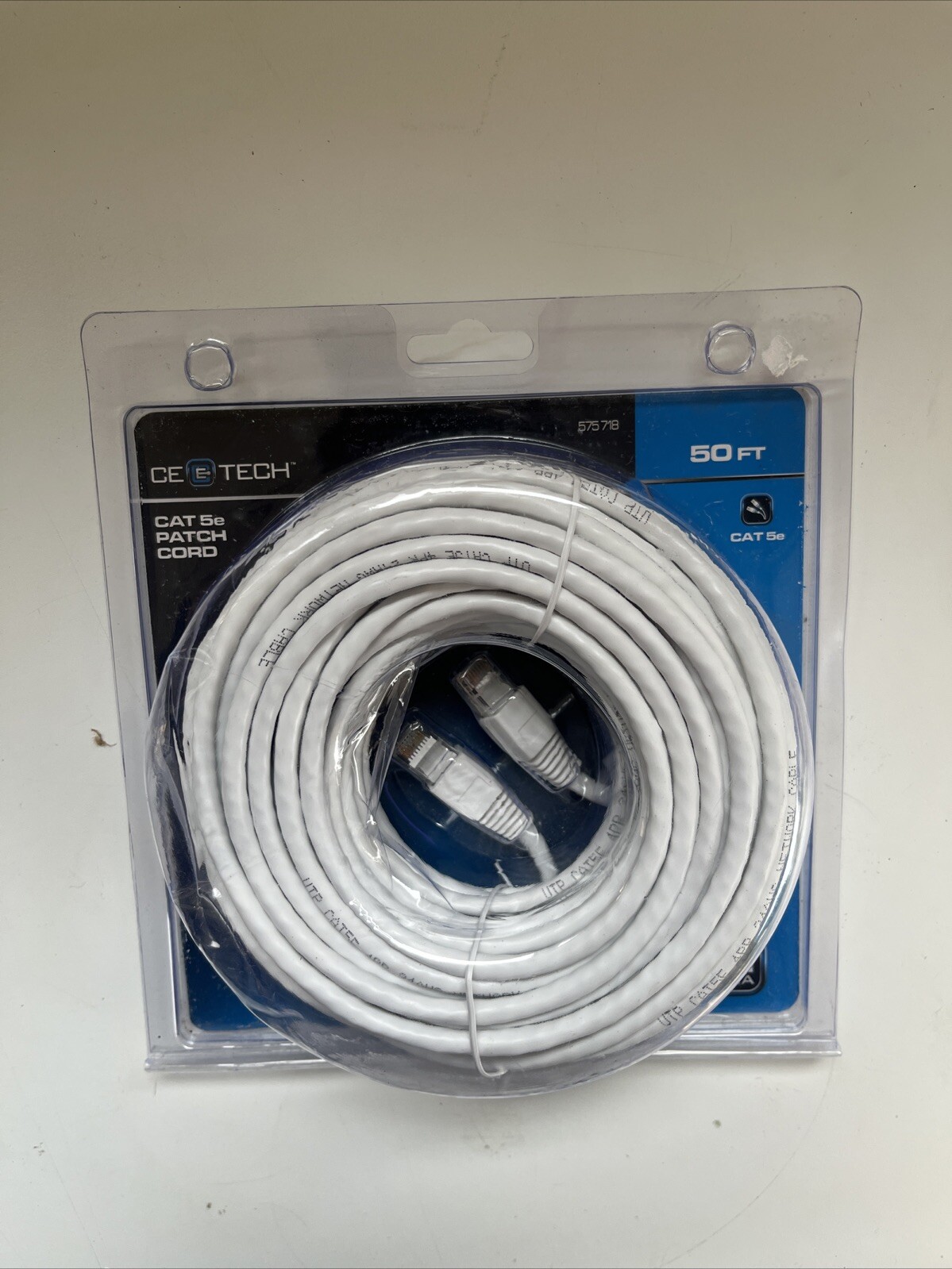 New Commercial Electric 50' Patch Cord Cat5e Ethernet Cable 575-718 White