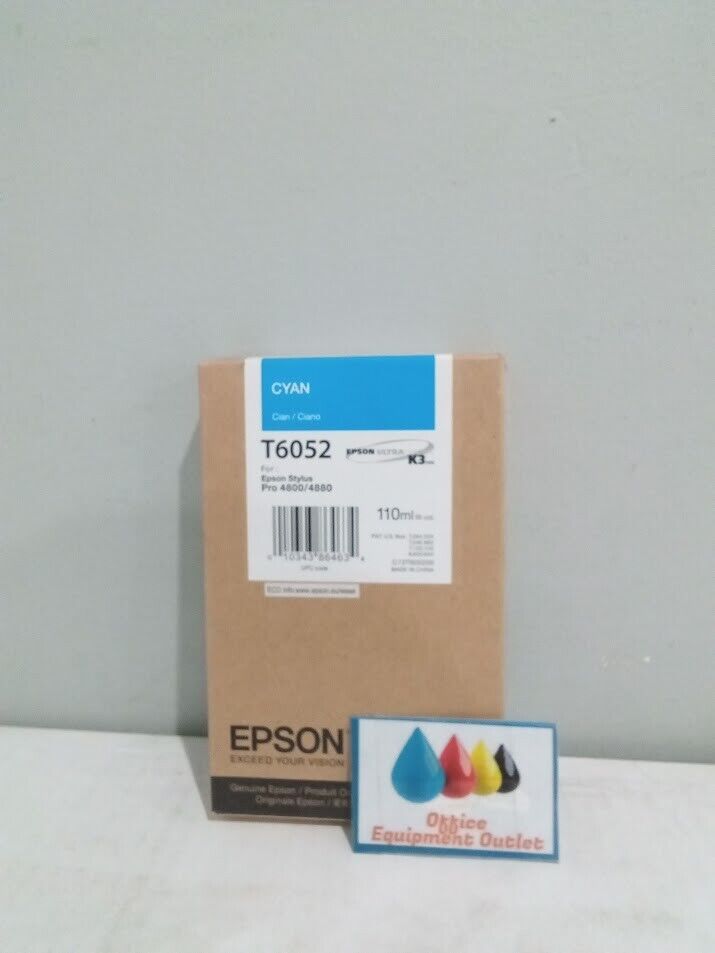 Epson T6052 Cyan UltraChrome K3 Ink Cartridge Exp 06/2017