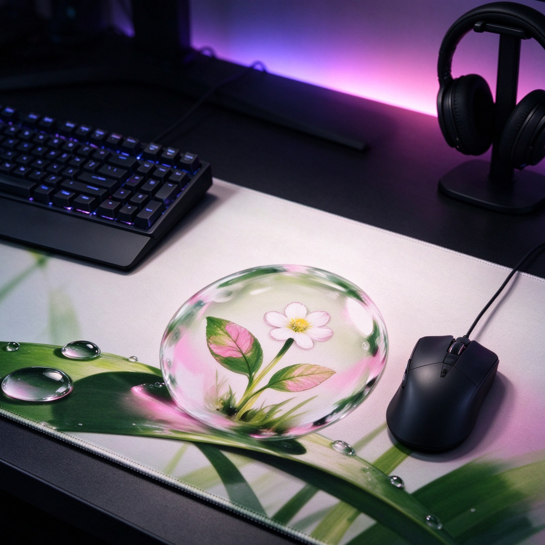 Dew Drop Crystal Ball Floral Large Desk Mat 79×40cm