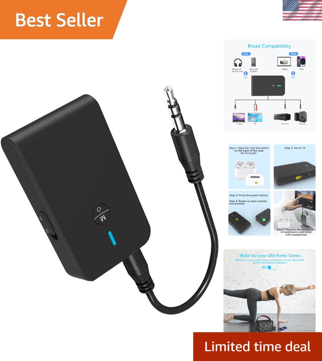 Portable Bluetooth Audio Adapter, 2-in-1 Transmitter/Receiver for Easy Streaming