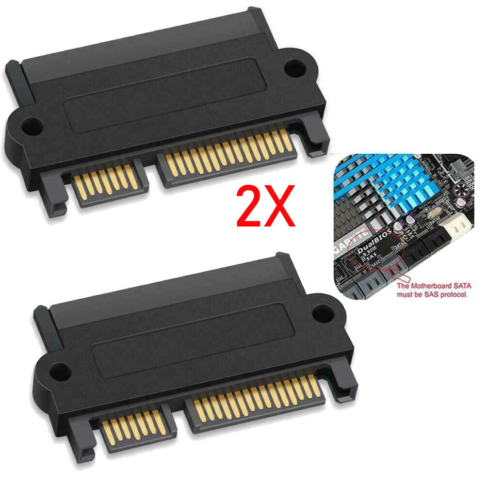 2PCS SFF-8482 SAS To SATA 22 Pin Angle 180 Degree Hard Disk Adapter US