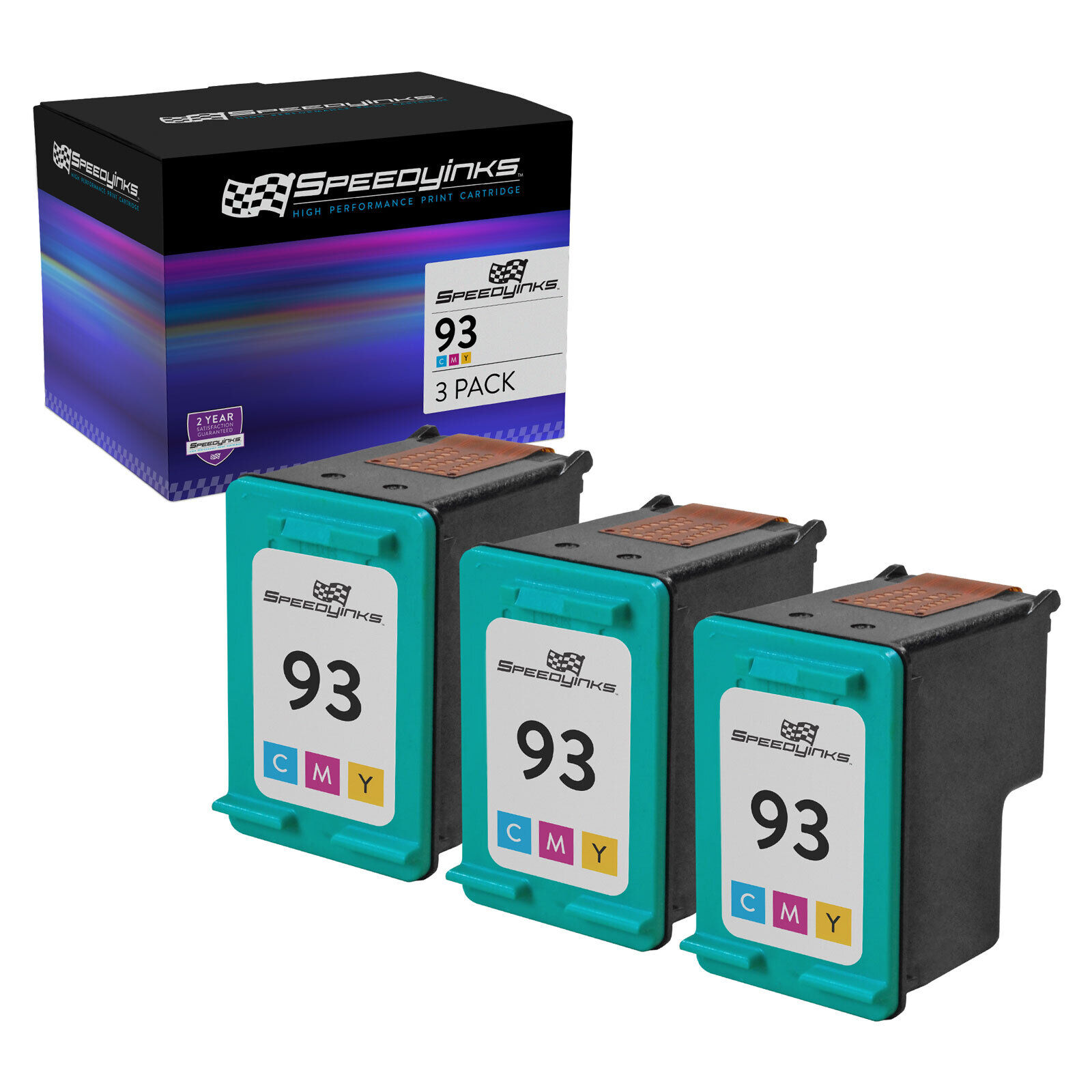 3 Pack Reman Hewlett Packard HP 93 / C9361WN Tri-Color Ink Cartridge