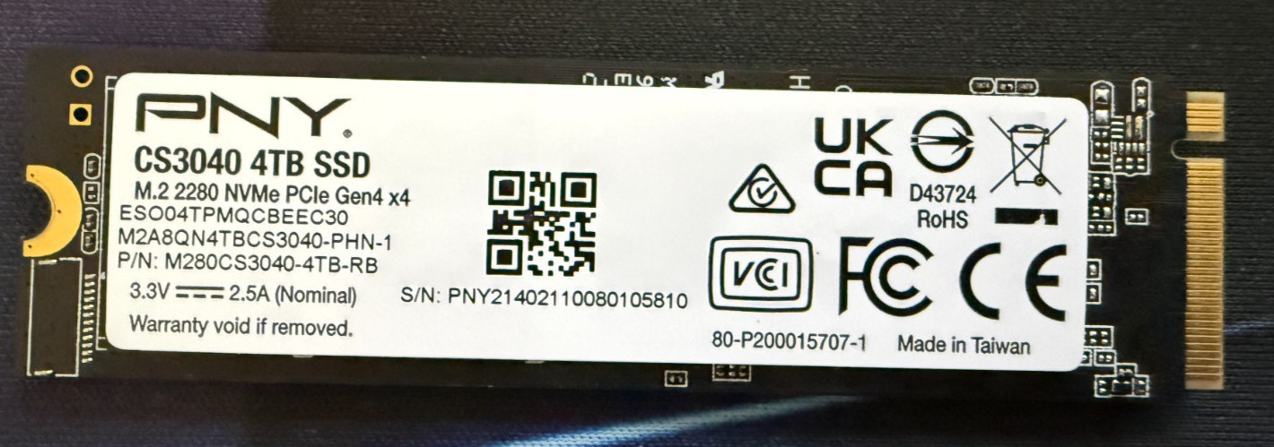PNY XLR8 CS3040 4TB M.2 NVMe Internal SSD (M280CS3040-4TB-RB)