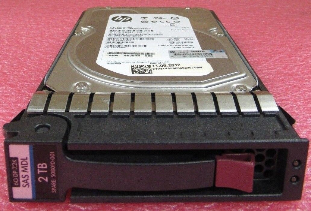 HP 2TB 3.5" SAS 6Gb/s 7.2K 8.5ms Dual Port Hot-Plug HDD 508010-001 507616-B21