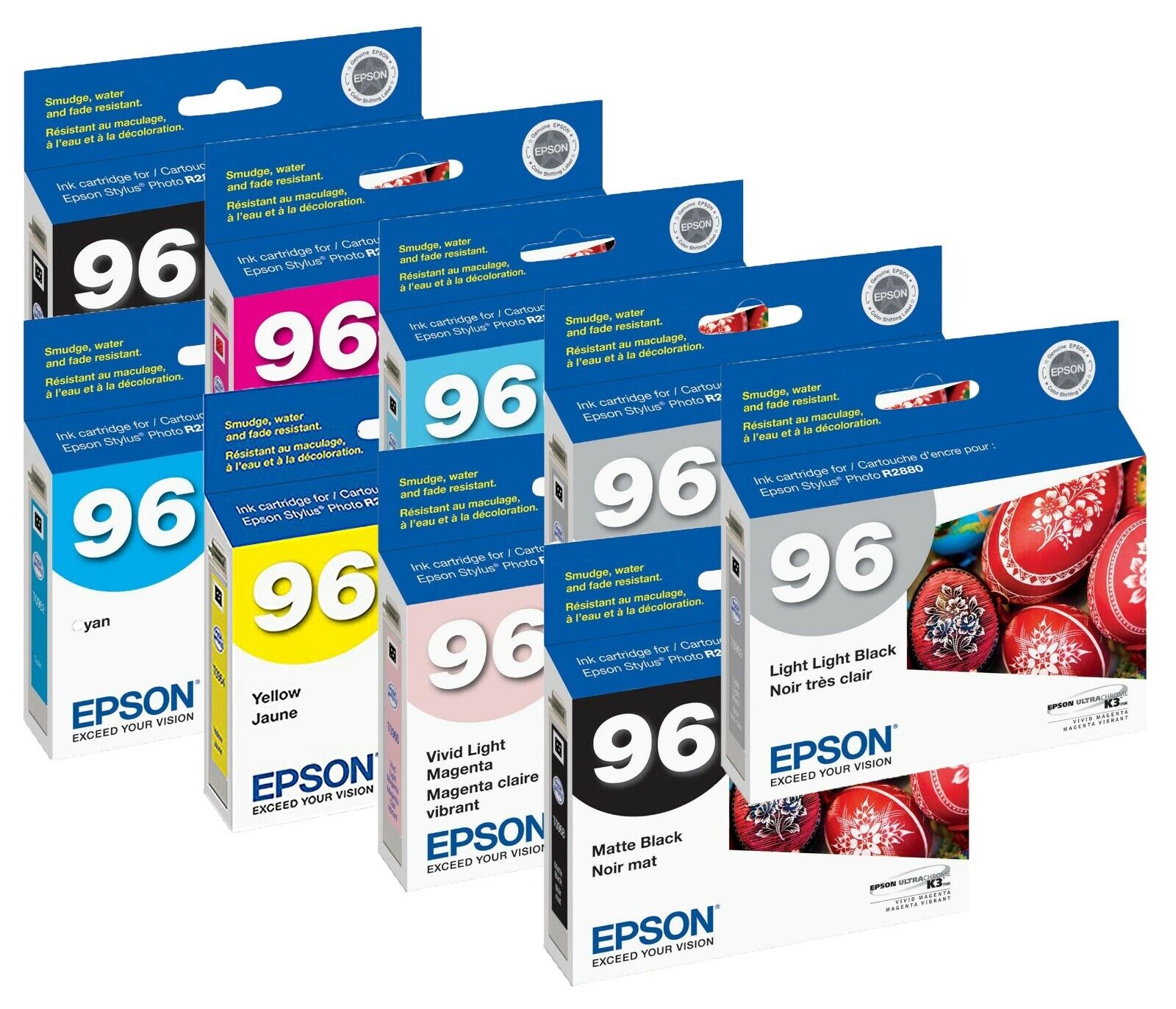 Genuine Epson 96 T096 Ink Cartridge 9-Pack for Stylus Photo R2880