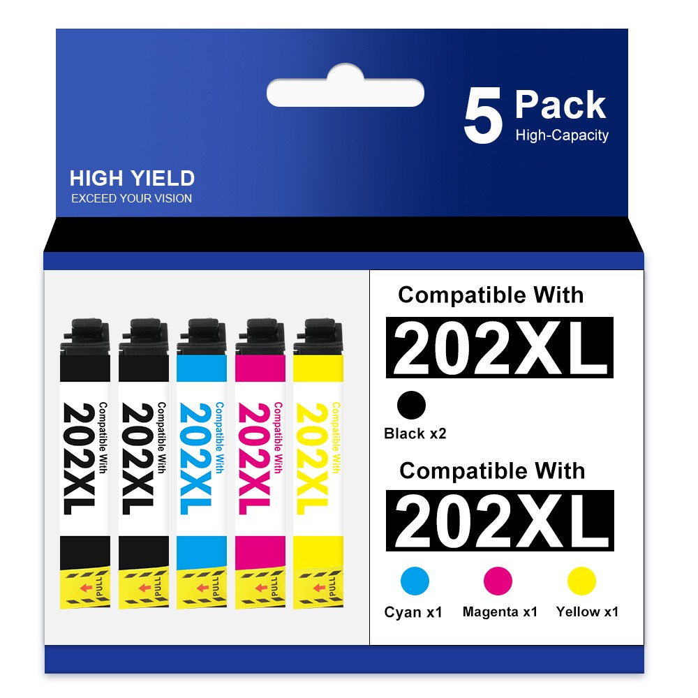 5pk T202XL 202 XL Ink Cartridges For Epson Expression XP-5100 WorkForce WF-2860