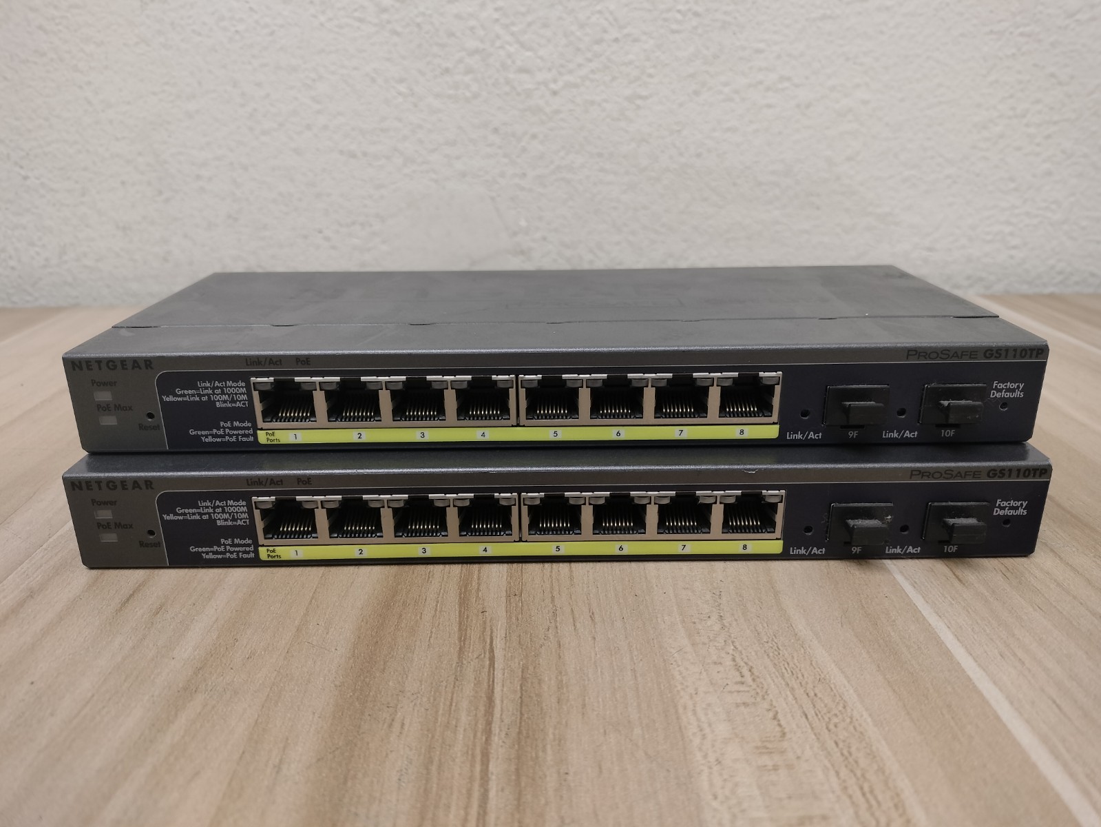 LOT OF 2 - Netgear ProSafe GS110TP 8 Port Gigabit PoE Smart Switch