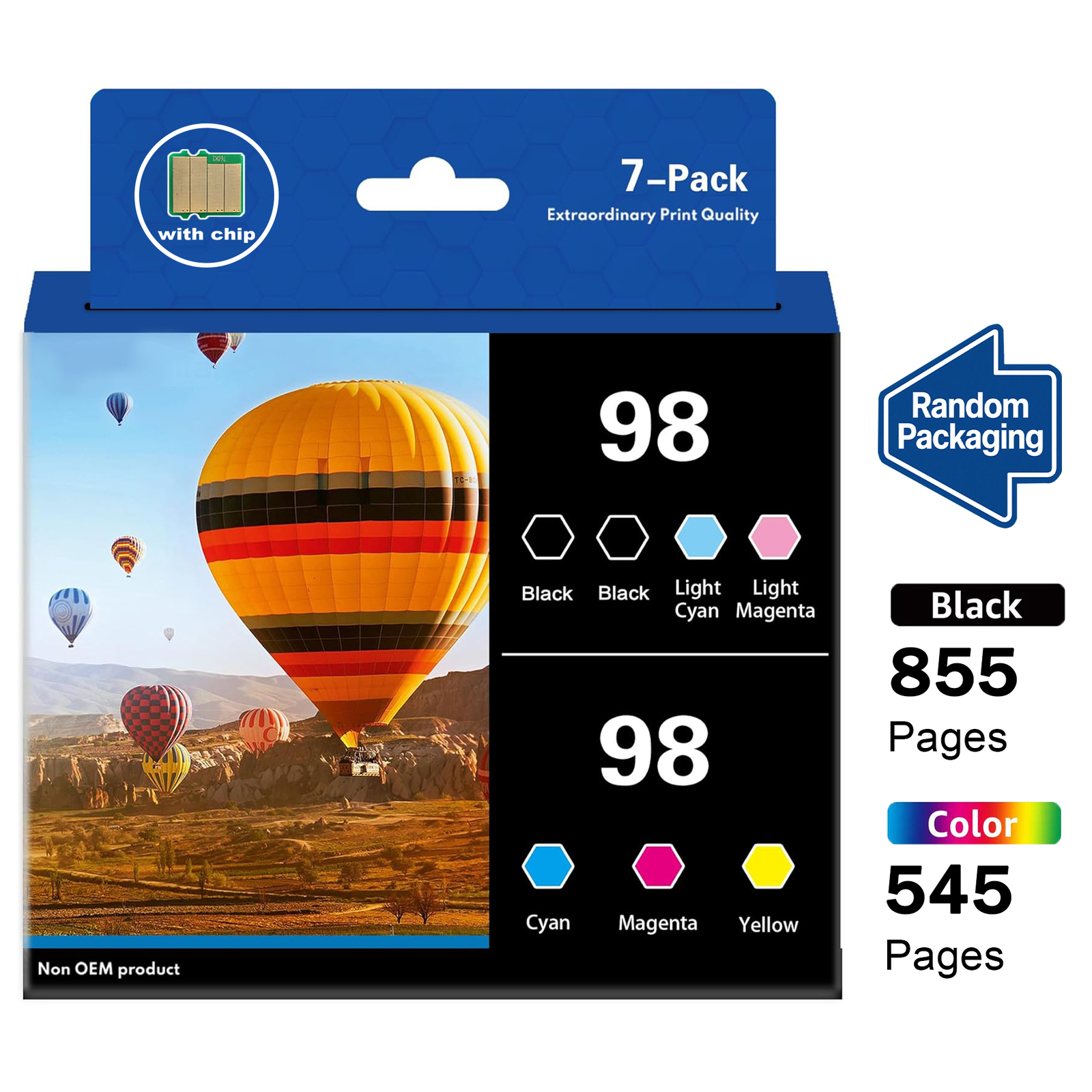 7PK 98 Ink (2BK/C/LC/M/LM/Y) With Chip for Epson Artisan 700 725 800 810 837 710