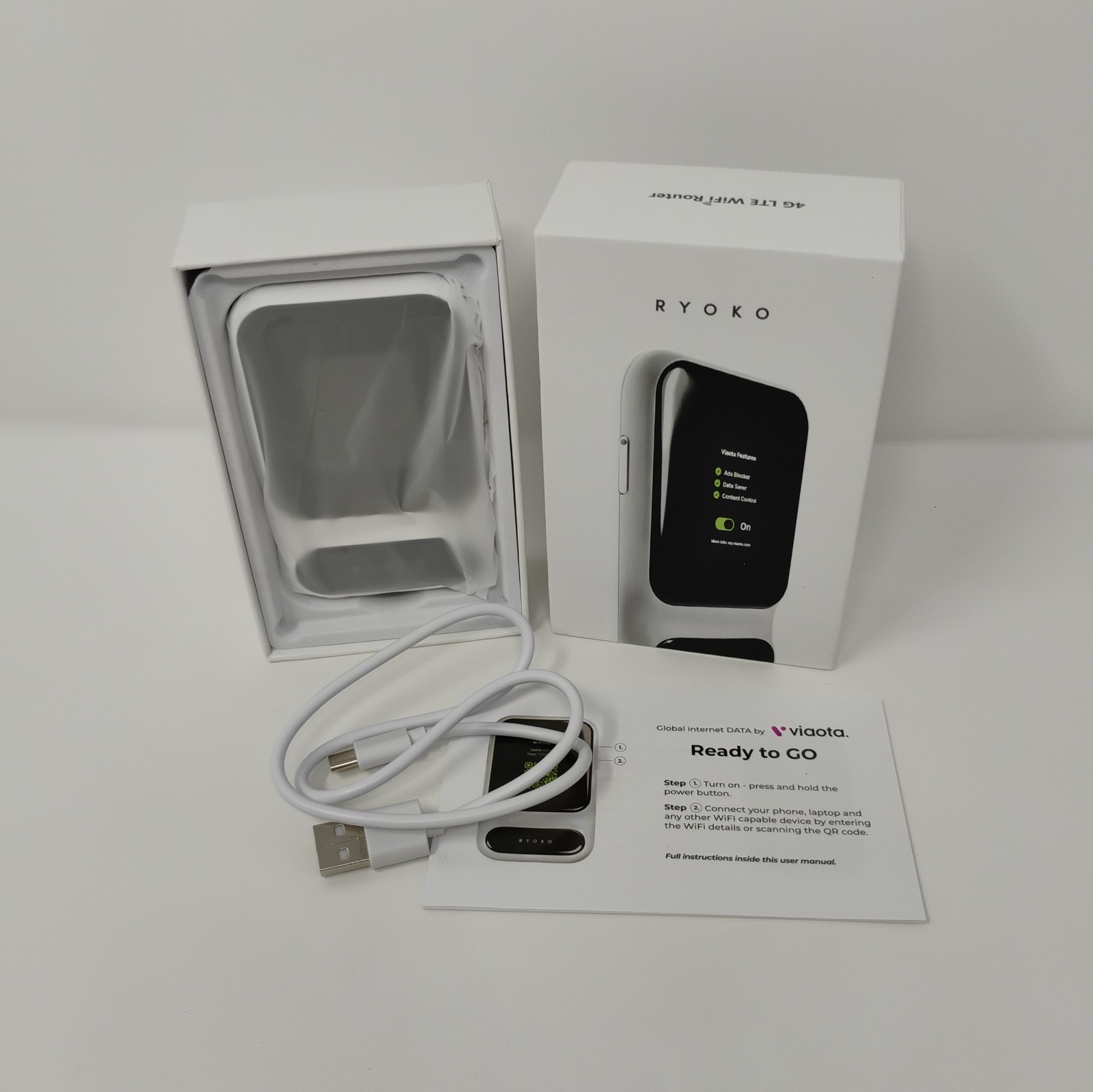 Ryoko Pro Portable 4G LTE Wi-Fi Router Mobile Hotspot Box Powers On, Not Tested