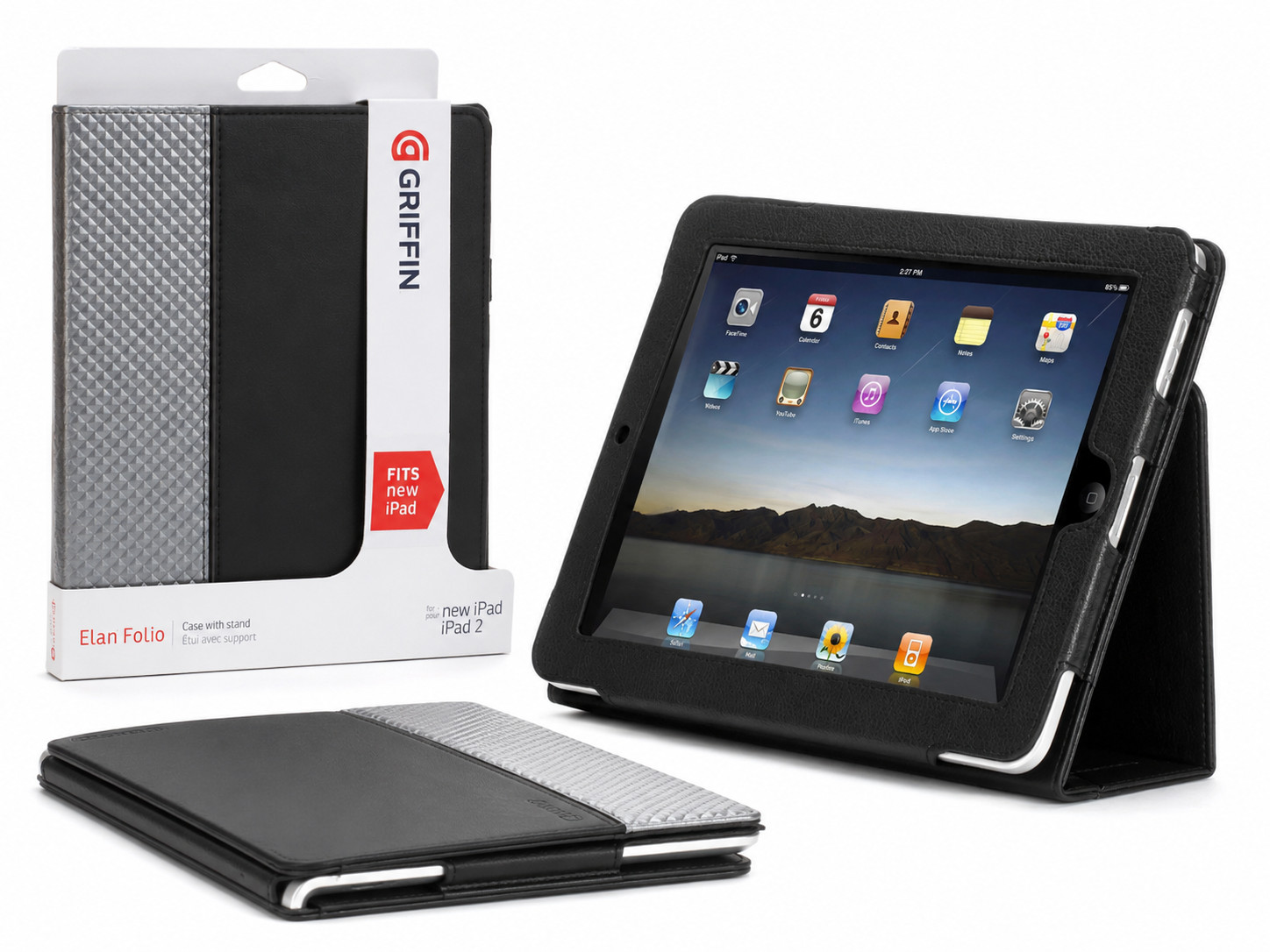 Brand New Griffin Elan Folio Case iPad 2 3 4th Gen Black Silver GB03851