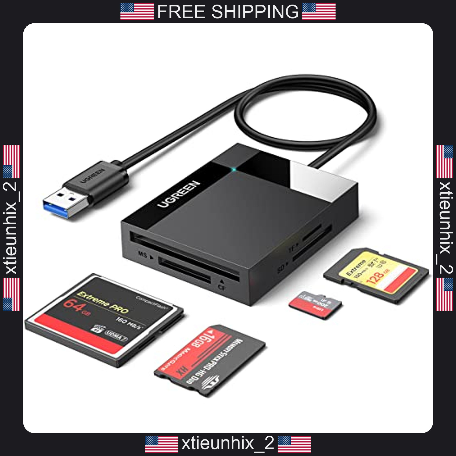 UGREEN USB 3.0 Card Reader for SD, Micro SD, CF, MS with 4 Slots