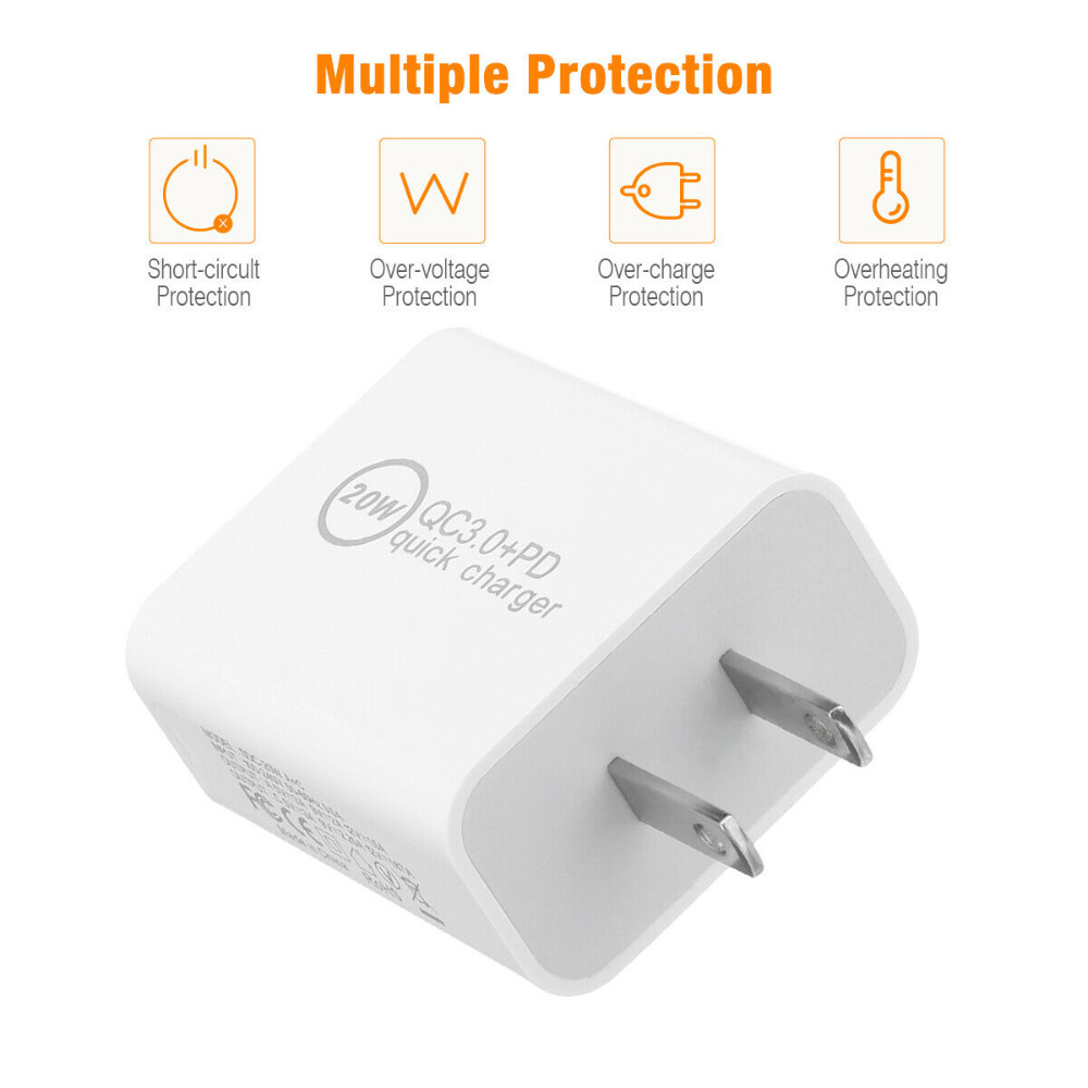 PD 20W USB-C Dual Port Adapter Wall Charger For iPhone 11 12 13 14 X SAMSUNG Lot