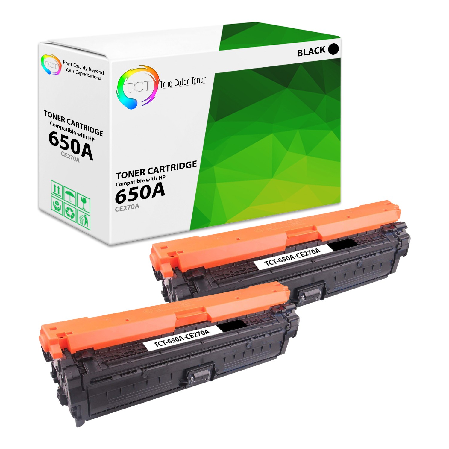 TCT 2 Black CE270A 650A Toner Cartridges For HP LaserJet Enterprise CP5525 5520