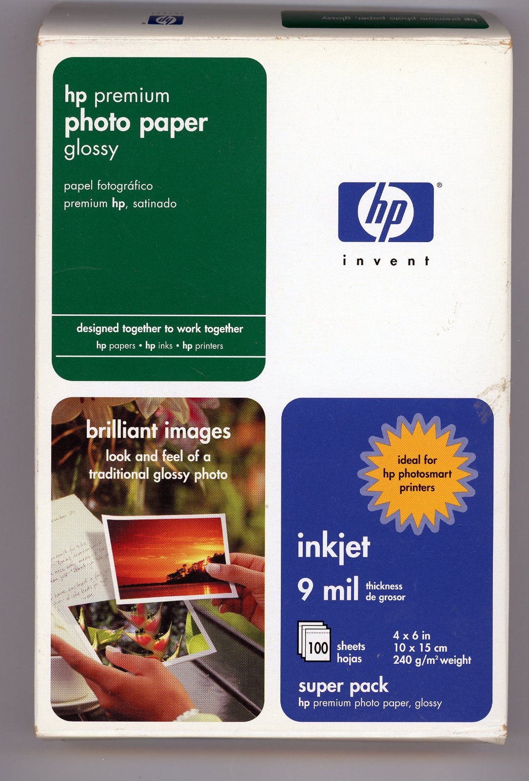 Photo Paper, HP, inkjet, glossy, super pack, 4x6, printer, NOS, Computer, NOS