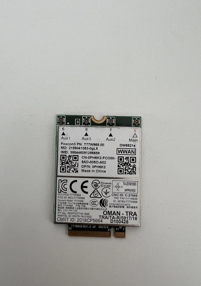 Lot Of 20 Dell Latitude 5420 5424 7424 T77W968 DW5821e Snapdragon X20 LTE PH6K2
