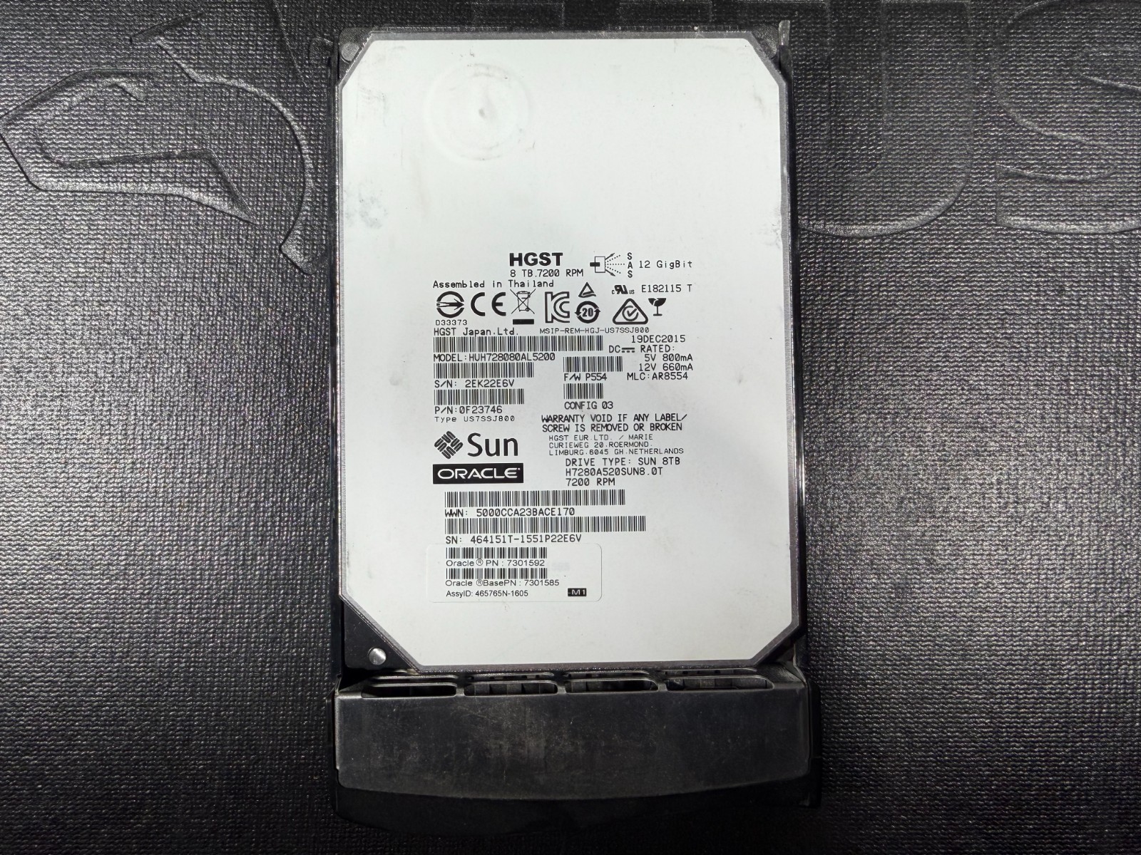 Sun Oracle 8TB H7280A520SUN8.0T HGST SAS 12Gb/s 3.5" Enterprise HDD - Tested