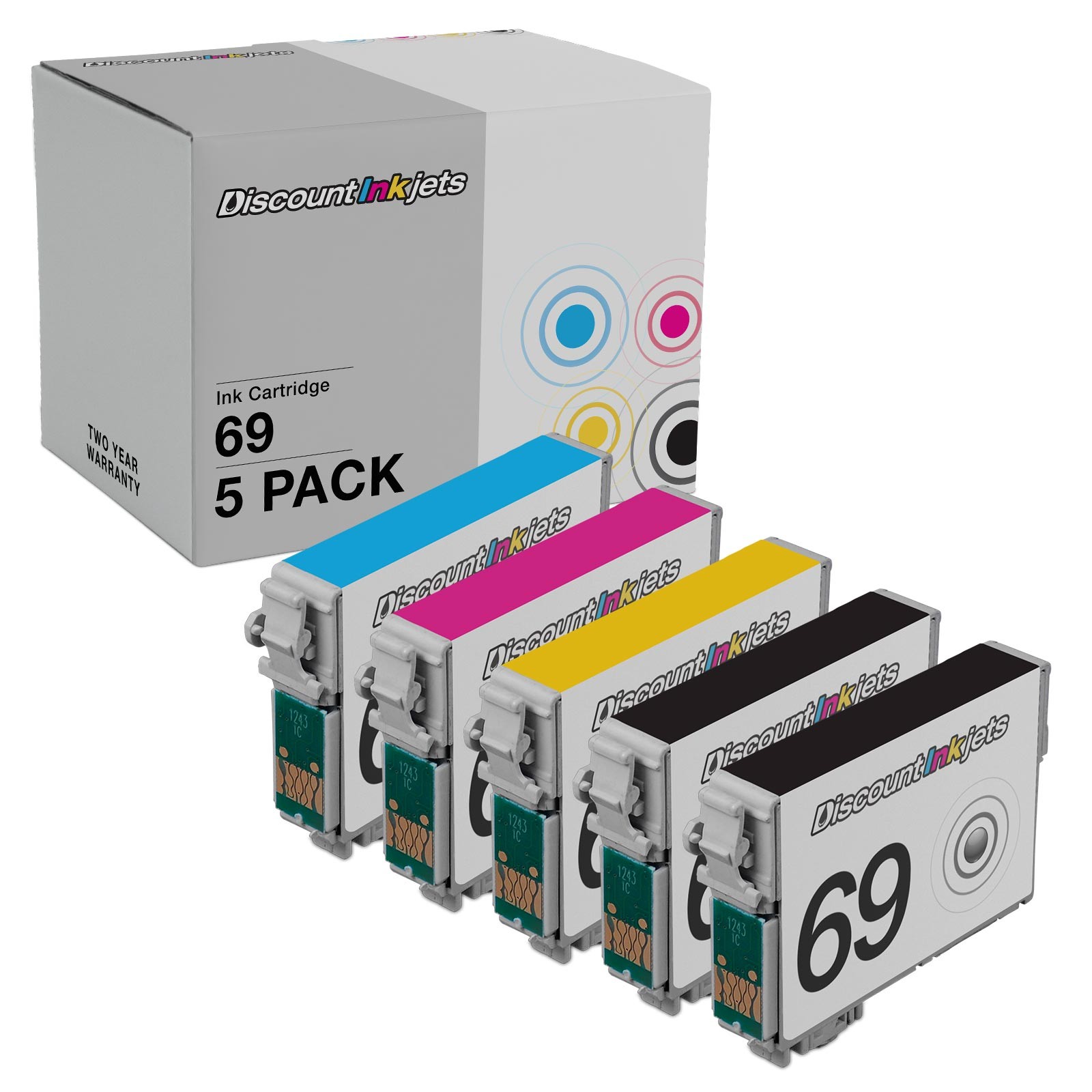 5PK T069 Reman BLACK COLOR Ink Cartridge for Epson T0691 CX7400 CX7450 CX9400Fax