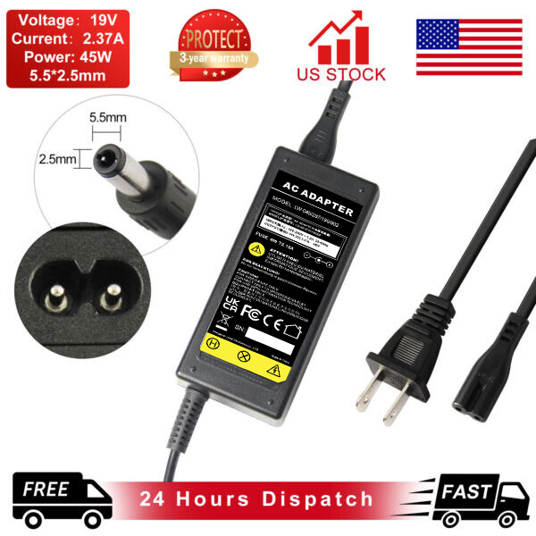 AC Adapter for Toshiba PA5177U-1ACA 19V 2.37A 45W Laptop Power Supply Charger 
