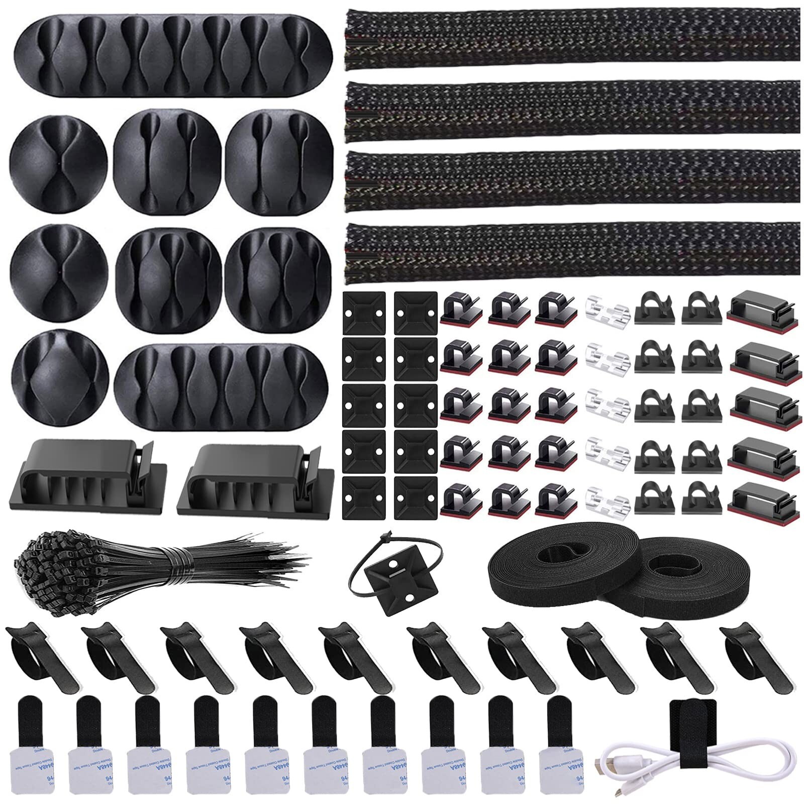 N NOROCME Cord Management Organizer Kit 4 Cable Sleeve Split with 41Self Adhe...