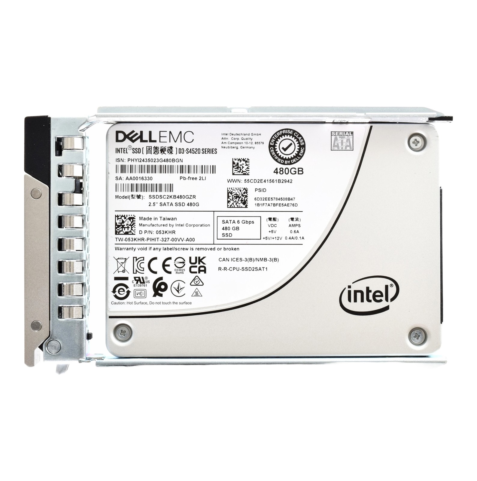 Hard Drive Dell Intel D3-S4520 480GB SSD SATA 6G 2.5" MU 53KHR