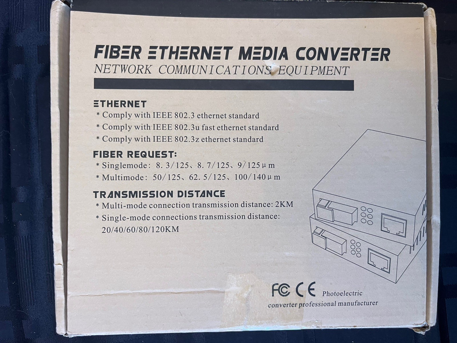 SPF Fiber Ethernet Media Converter 10/100/1000 Mbps Open Box Single Mode. H