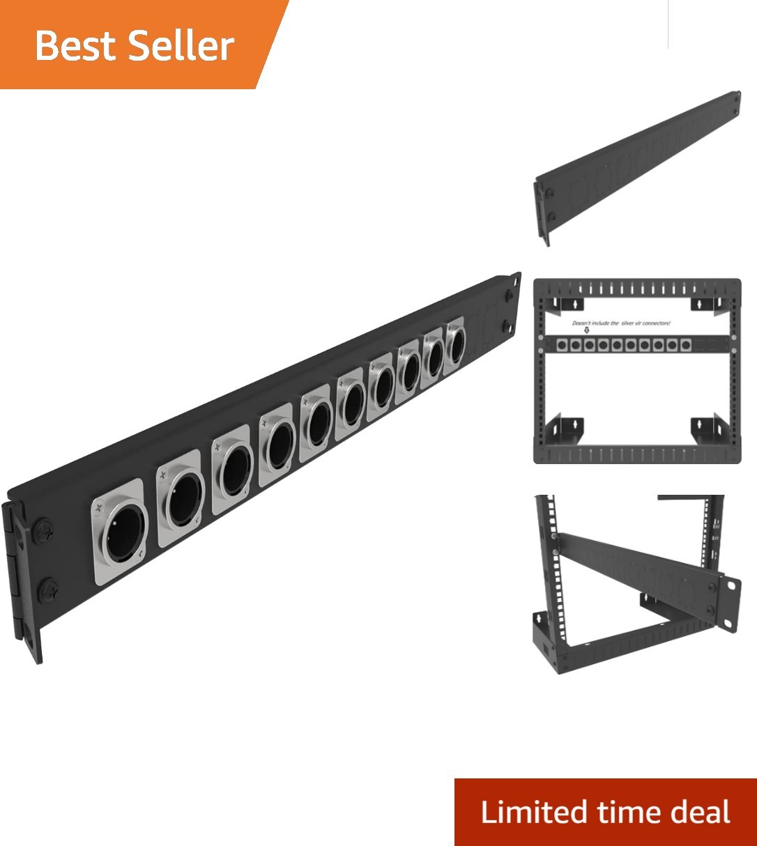 12-Port 1U XLR HDMI Rack Mount Patch Panel with Hinged Side Access for Studios