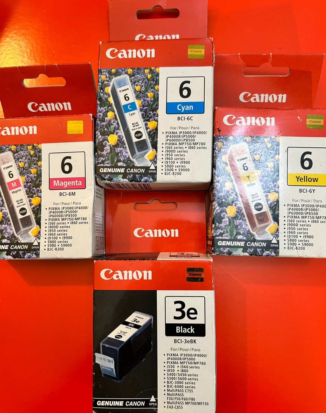 Canon Ink Tanks, 1 Black (BCI-3eBK), 1 Cyan (BCI-6C), 1 Magenta (BCI-6M), 1Yello