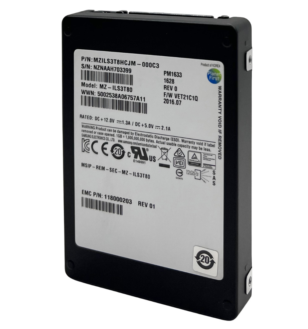 Samsung 3.84TB SAS Enterprise SSD PM1633 MZ-ILS3T8A MZILS3T8HCJM 89-100% (512)
