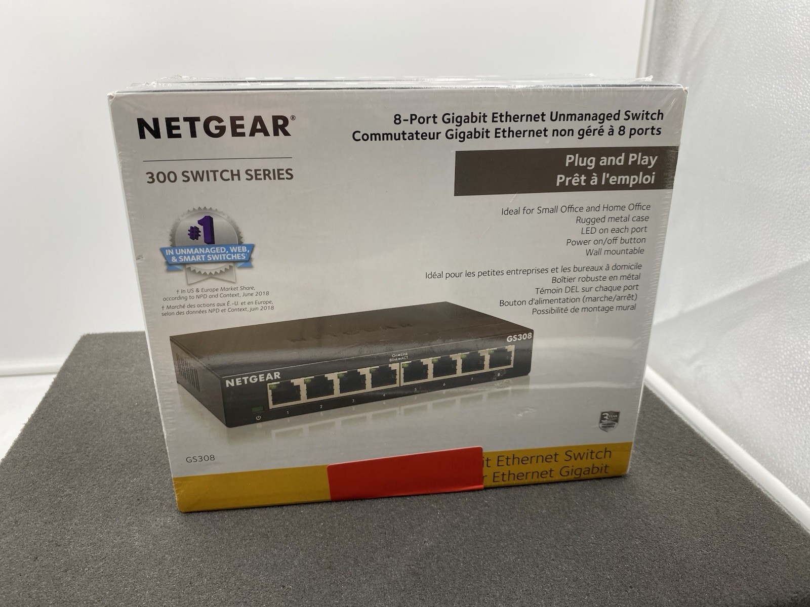 LOT OF 2 Netgear GS308-300PAS 8 Port Gigabit Ethernet Unmanaged Switch GS308v3