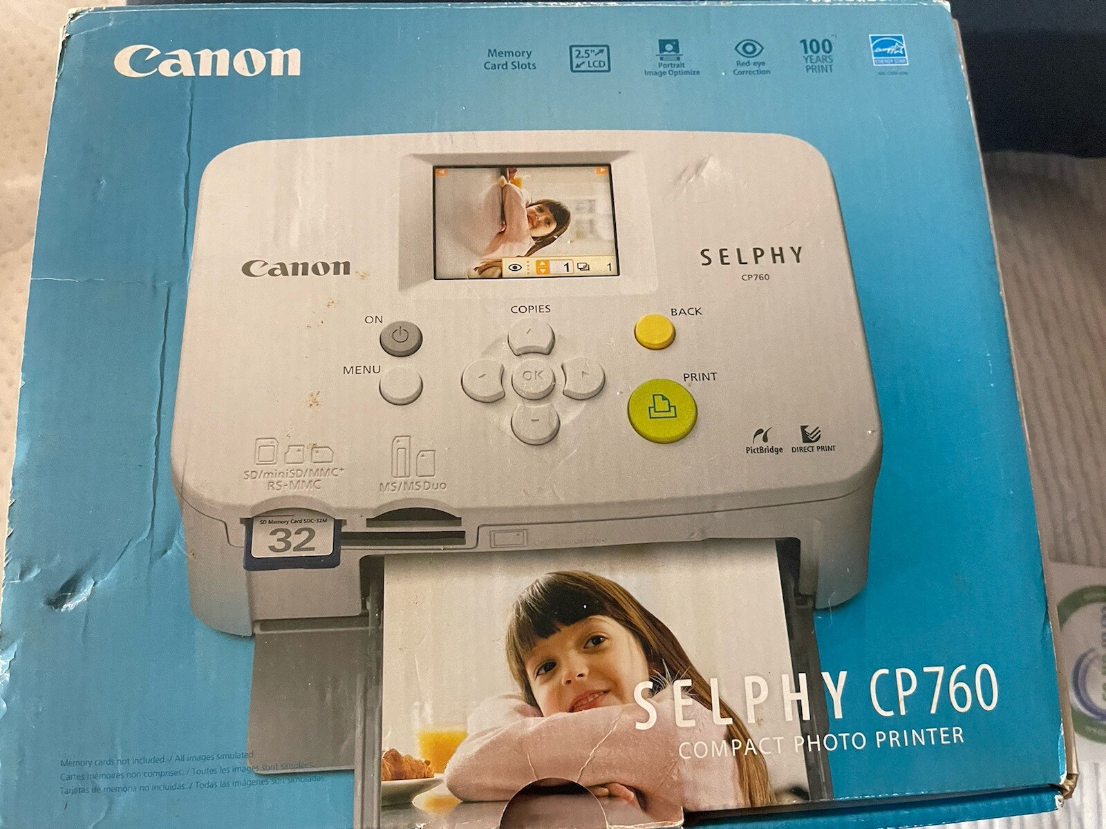 CANON Selphy CP760 Compact Photo Printer 4 x 6- Barely Used