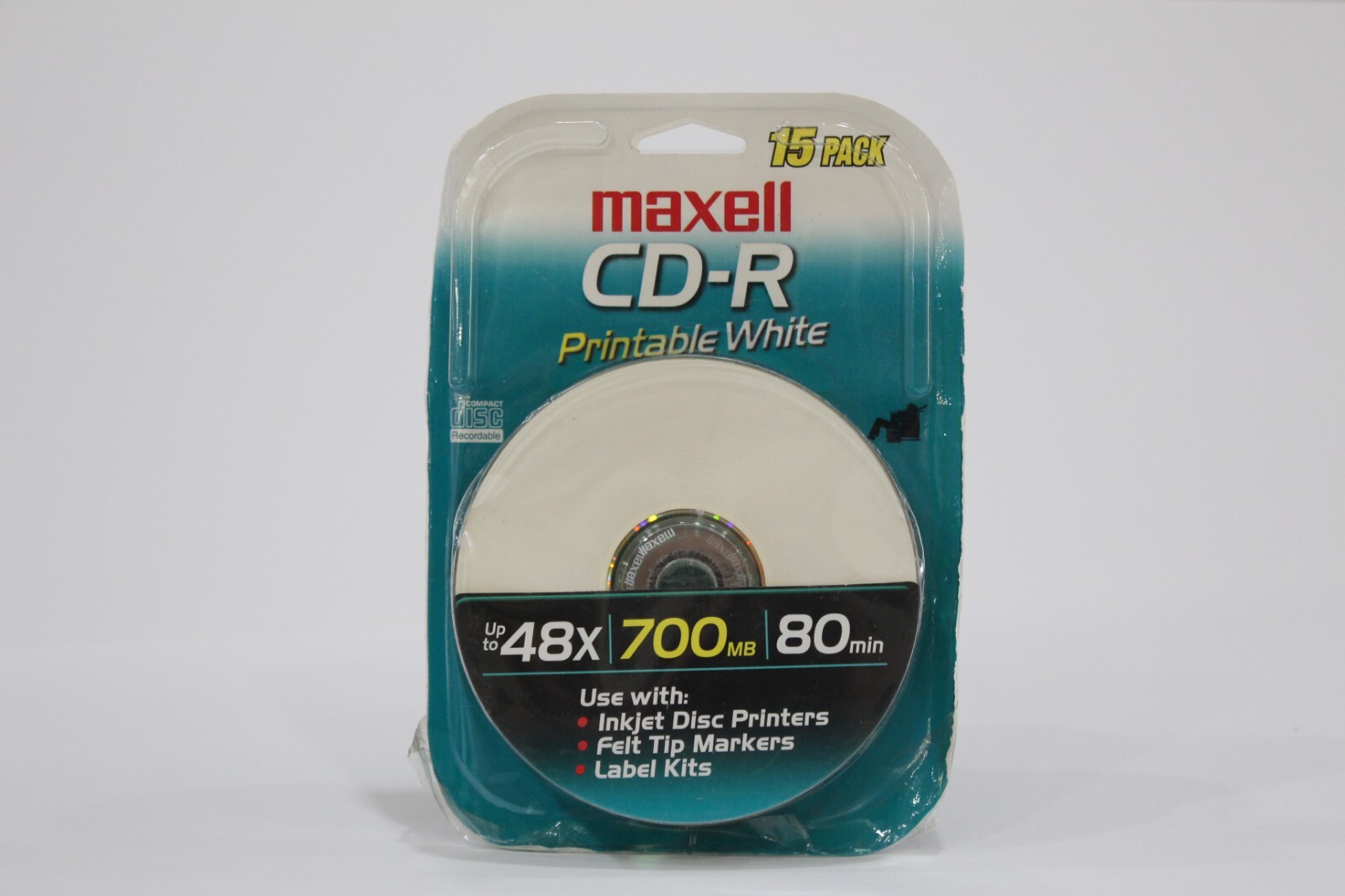Maxwell CD-R - 48x, 700 MB, 80 min 15/Pack - Recordable/printable white - NEW