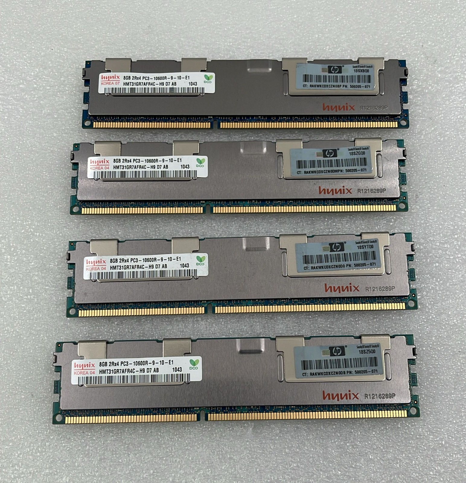 [LOT 4 PCS] SK HYNIX 8GB 2Rx4 PC3-10600R HMT31GR7AFR4C-H9 Server Memory RAM *HP*
