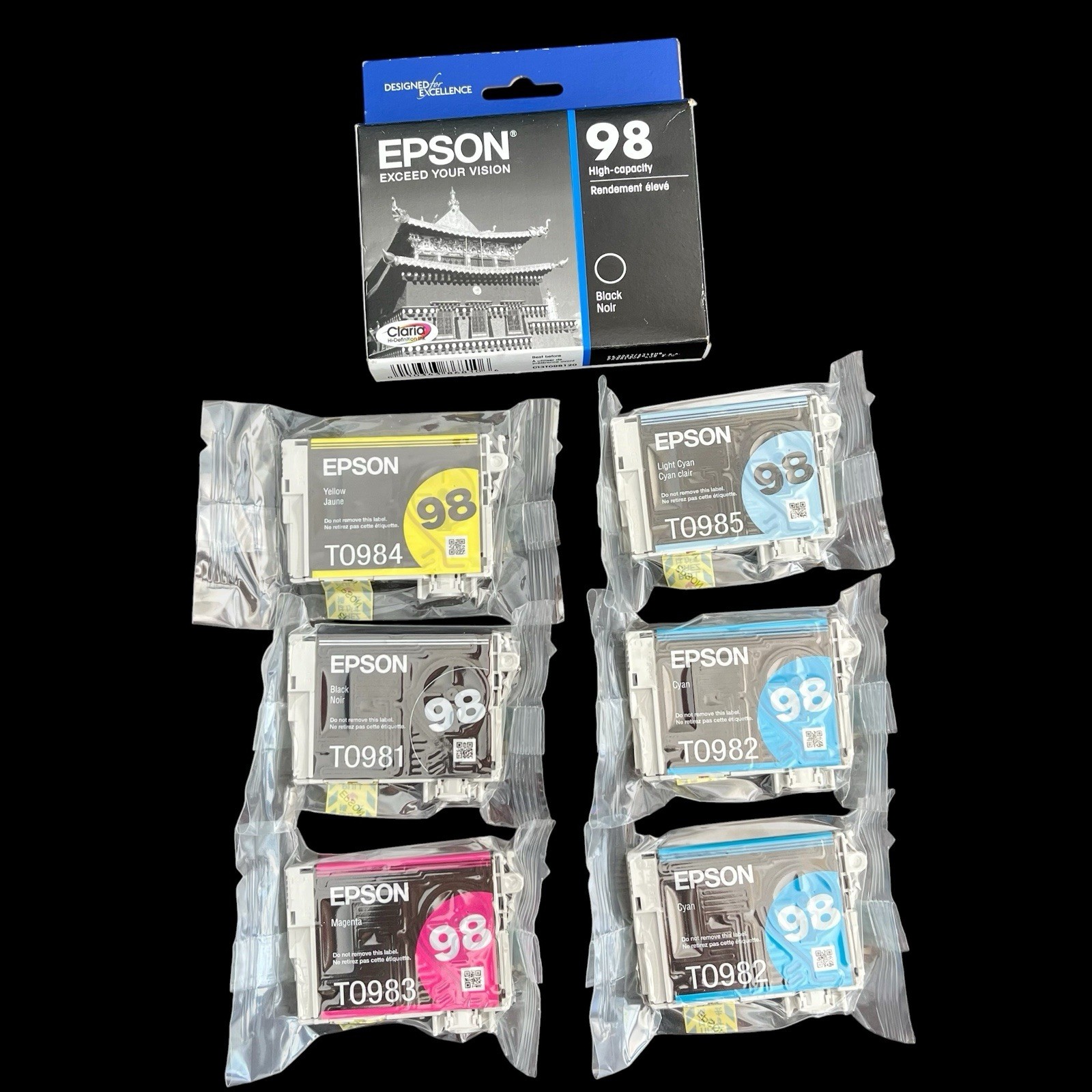 New Genuine Epson 98 Ink T0981-T0985 Artisan Open Box Lot Of 7