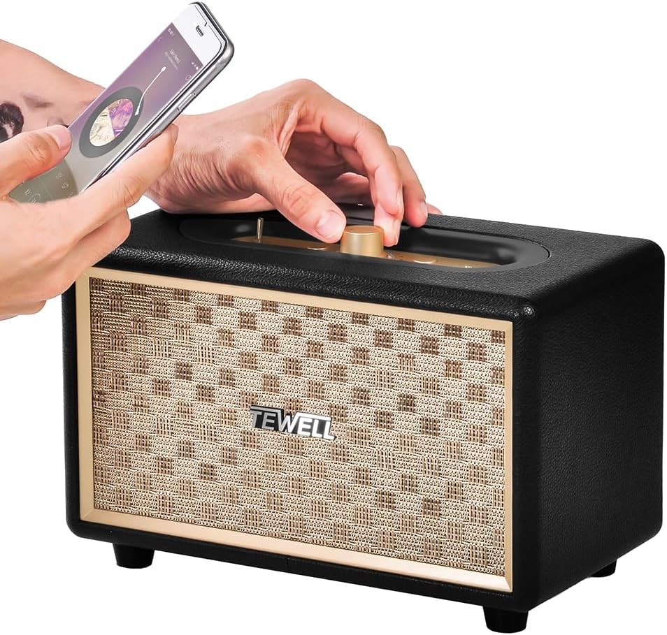 Home Speaker with Premium Audio | Rich Bass, Rotary Dial for Volume Black 