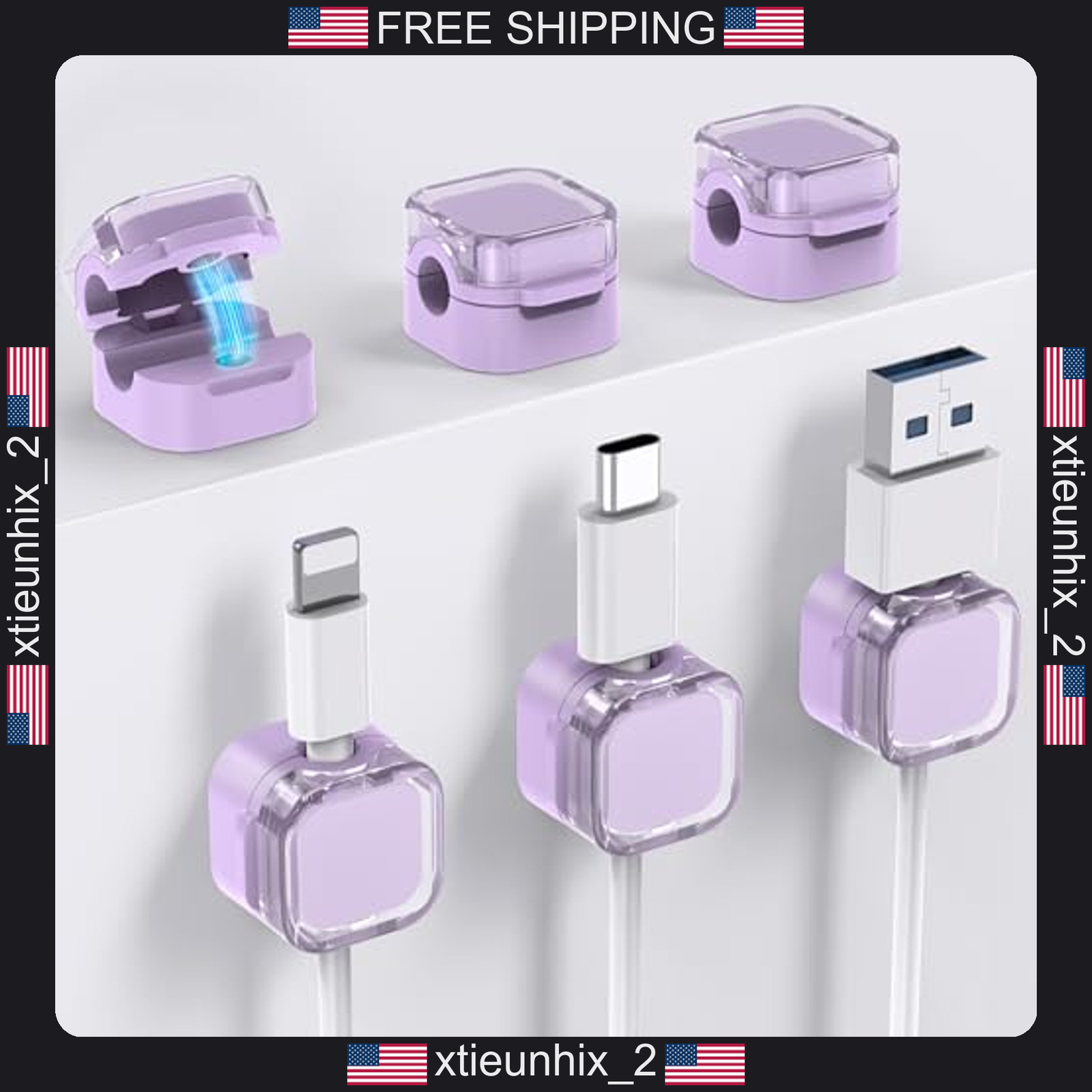 Magnetic Cable Organizer 6 Pack, Compact Cord Holders for Phone, HDMI, Wires