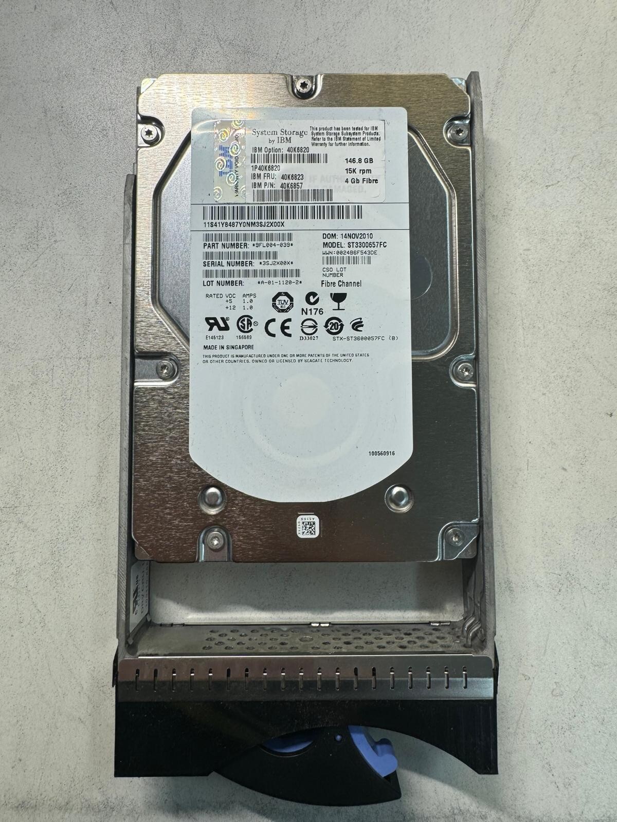 IBM 40K6820 40K6823 40K6857 1P40K6820 146.8Gb 15K 4Gb/s Fibre Channel 3.5in HDD
