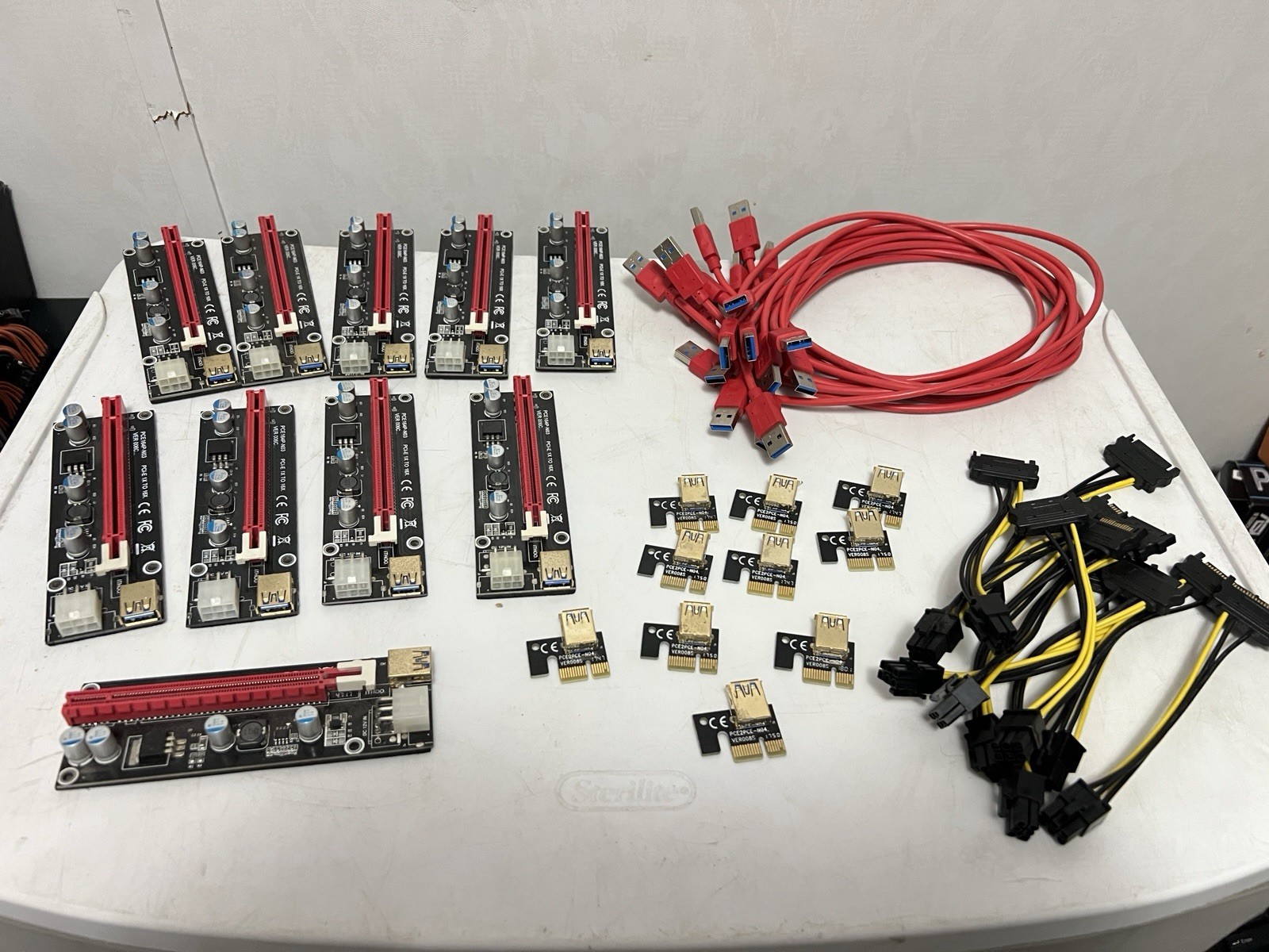 10x VER006C PCIe USB 3.0 GPU Mining Risers Complete Sets w/Cables & Adapters