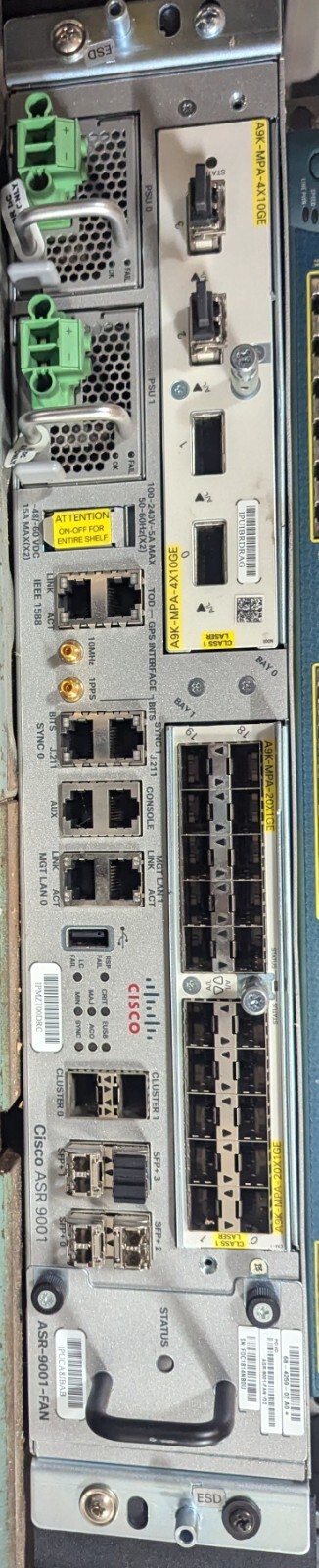 Cisco ASR-9001 Aggregated Services Router With A9K-MPA-4X10GE & Dual AC PSU
