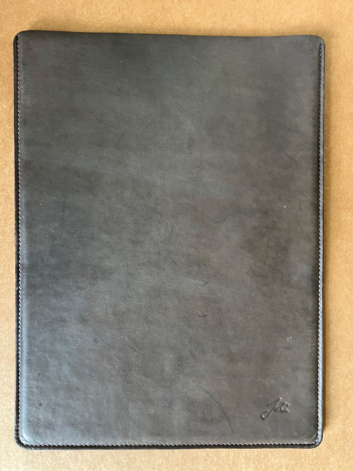 Joli Originals Leather iPad Pro 12.9 Sleeve - Grey Leather with Red Felt Liner