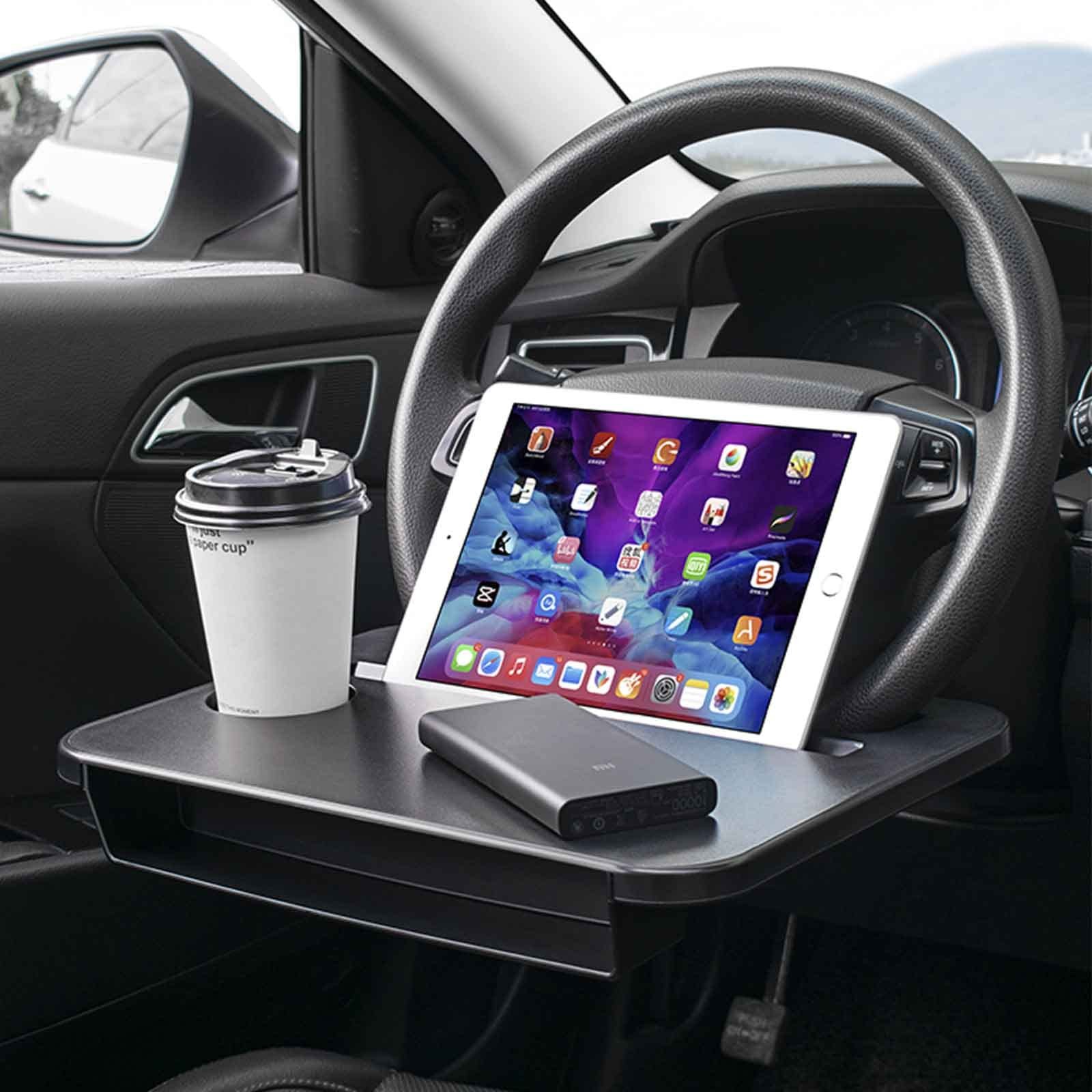 Double-use Steering Wheel Tray(14.5*11inch), Car Food Trays for Eating with D...