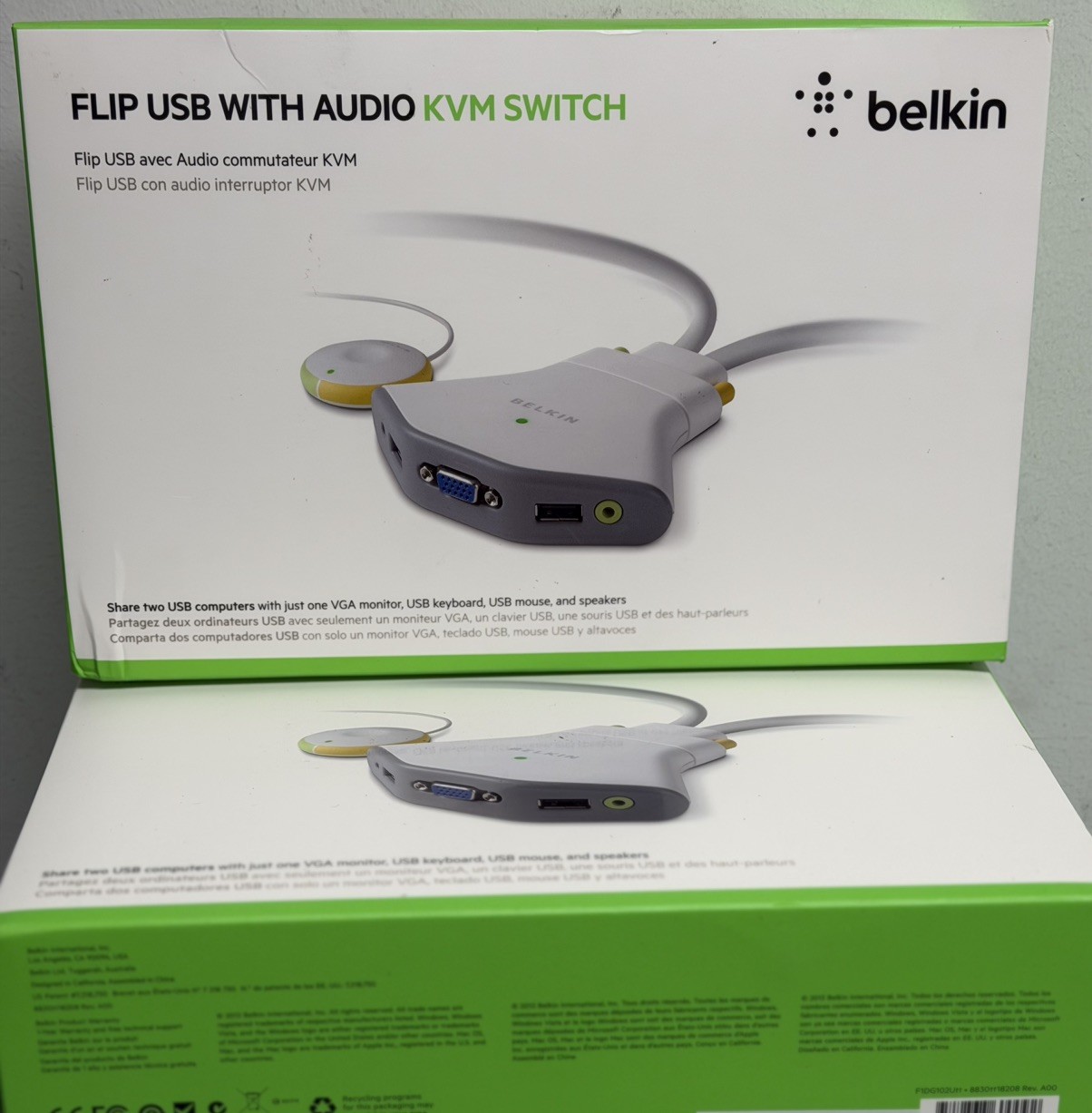 Lot of 3 New Sealed Belkin FLIP USB With Audio KVM Switch 