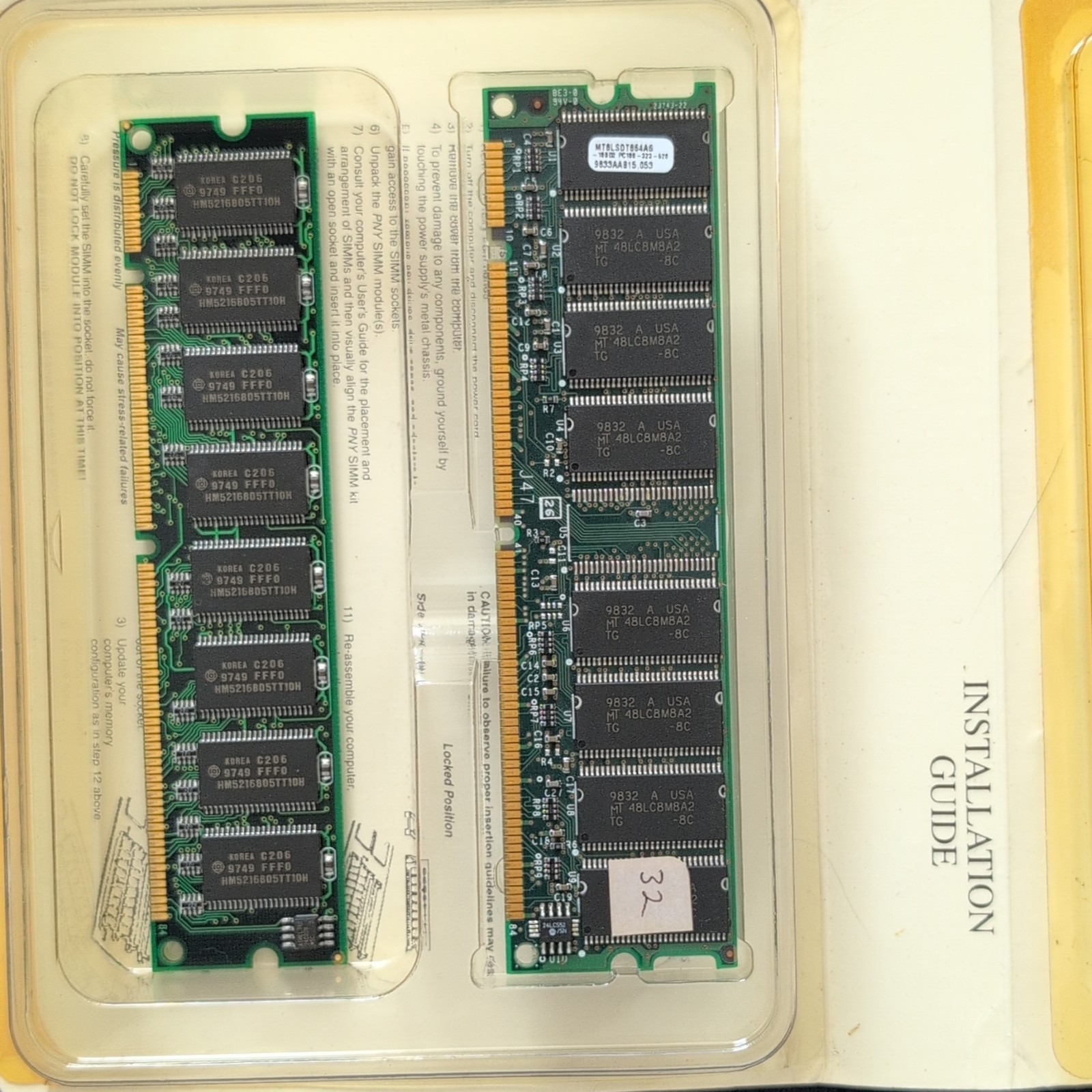 Micron 64MB (2x32MB) 72-Pin SIMM RAM Modules 60ns Non-ECC Unbuffered
