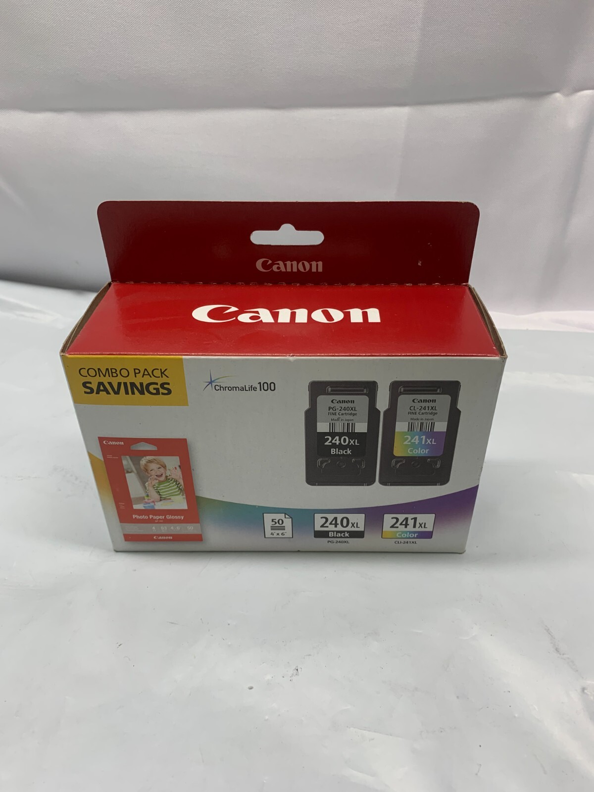 Canon Combo Pack ChromaLife 100+ 240XL Black/241XL C,M, Y & Photo Paper *New