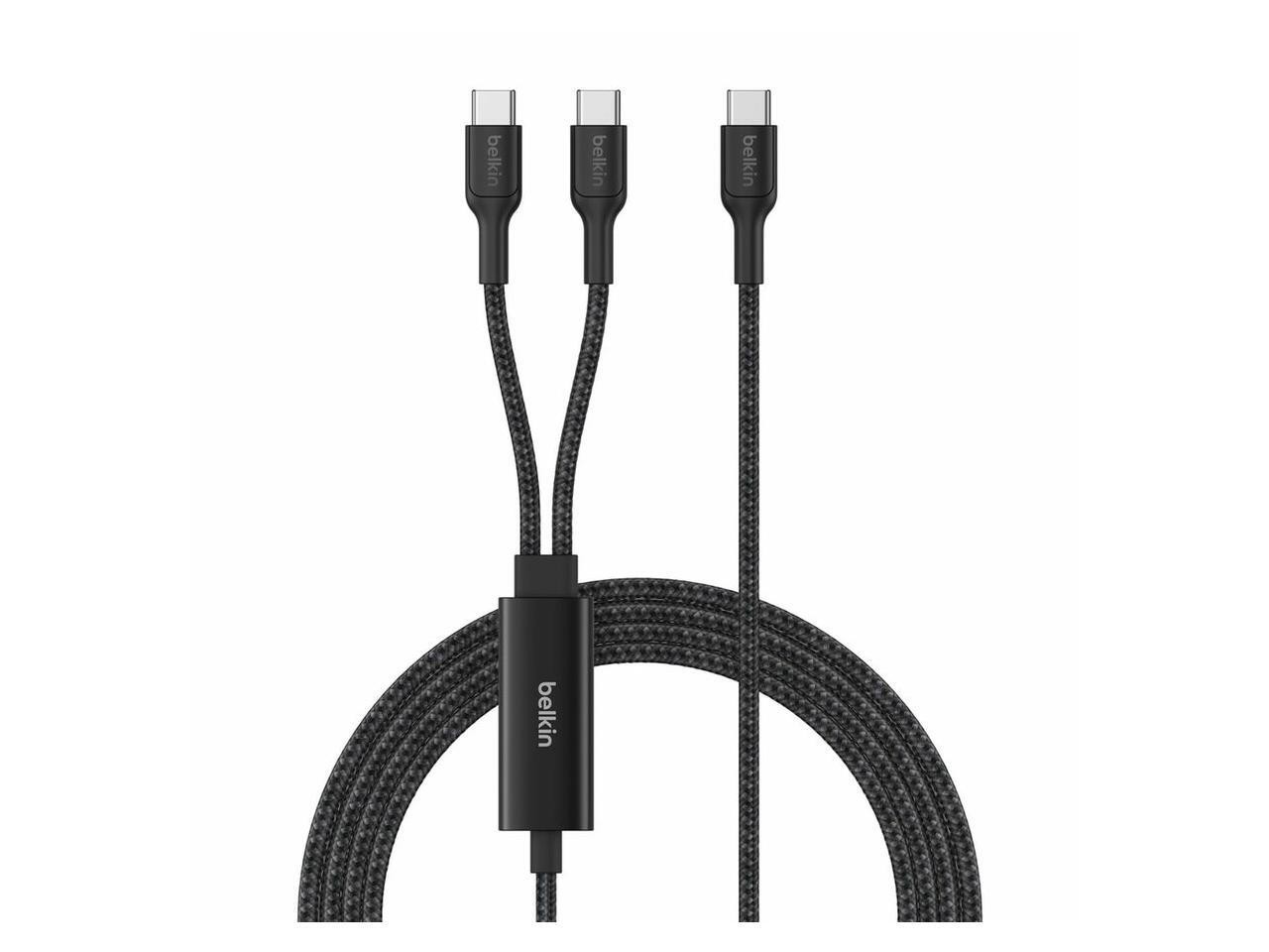 Belkin BoostCharge Pro Braided USB-C to Dual USB-C Cable 140W - Black - 5ft/1.5m
