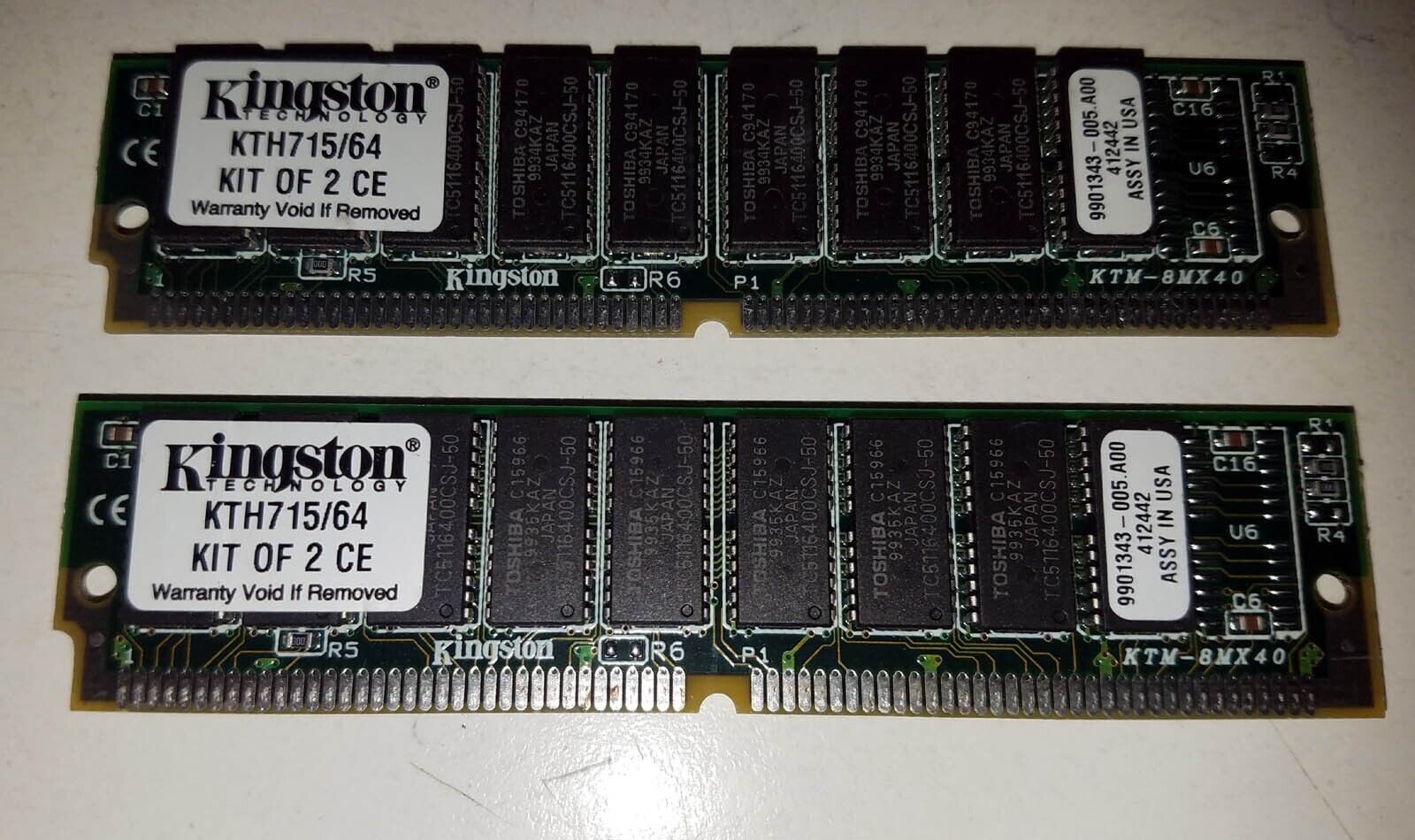 2x 64 MB Kingston 72 Pin FPM DRAM ECC SIMM KTH715/64 (for HP Apollo 9000 Series)